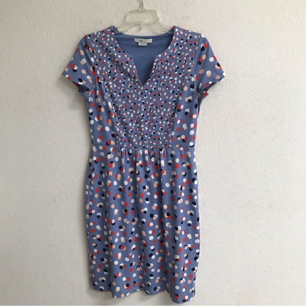 Boden Emery falling blossoms floral polkadot short sleeve jersey dress 6‎